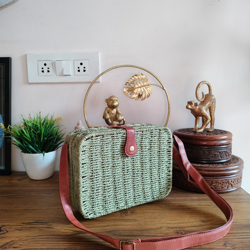 Boho Rattan Structured Bag - Picture 14 of 16